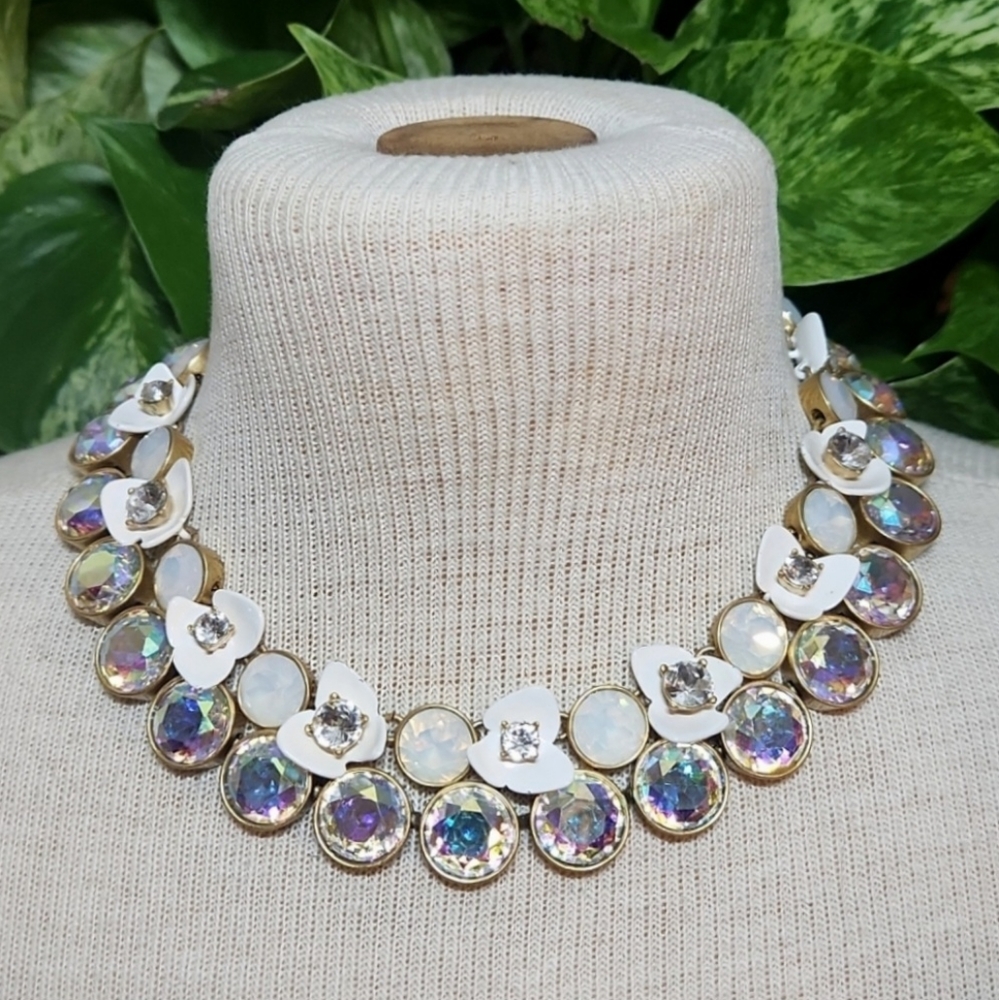 J. Crew White Floral Infinity Brulee Necklace